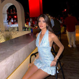 Sexy Sheath V Neck Blue Sequin Grad Dress Inspo Short Mini Formal 8th Grade Homecoming Dresses High School Hoco Court Dress Graduation Dress Cocktail Dress Birthday Outfits HZ1121