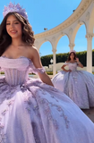 Modest Ball Gown Off The Shoulder Lilac Lace Tulle Long Quinceanera Dress Formal Gowns Vestido De 15 Anos Sweet 16 Dress HZ1121