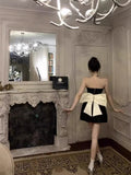 Classy A Line Strapless Little Black Dress Short Mini Formal 8th Grade Homecoming Dresses Middle School Hoco Court Dress 21st Birthday Dress Hoco Outfits HZ1121