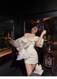 Classy Sheath Off The Shoulder White Satin Short Mini Formal 8th Grade Homecoming Dresses Middle School Hoco Court Dress 16th Birthday Dress Hoco Outfits HZ1121