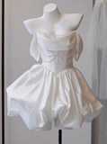 Cute A line Strapless Short Mini White Formal 8th Grade Homecoming Dresses Middle School Short Cocktail Dress Hoco Outfits HZ1121