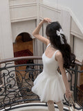 Cute A Line Square White Grad Dress Inspo Short Mini Formal 8th Grade Homecoming Dresses High School Hoco Court Dress Graduation Dress Hoco Outfits HZ1121