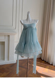 Simple A Line Spaghetti Straps Blue Open Backs Grad Dress Inspo Short Mini Formal 8th Grade Homecoming Dresses High School Hoco Court Dress Graduation Dress Hoco Outfits HZ1121