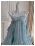 Pretty A Line Spaghetti Straps Blue Open Backs Grad Dress Inspo Short Mini Formal 8th Grade Homecoming Dresses High School Hoco Court Dress Graduation Dress Hoco Outfits HZ1121