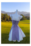 Pretty A Line Spaghetti Straps Grape Grad Dress Inspo Short Mini Formal 8th Grade Homecoming Dresses High School Hoco Court Dress Graduation Dress Hoco Outfits HZ1121