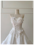 Pretty Ball Gown Spaghetti Straps Corset Back White Grad Dress Inspo Short Mini Formal 8th Grade Homecoming Dresses High School Hoco Court Dress Graduation Dress Hoco Outfits HZ1121