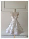 Pretty Ball Gown Spaghetti Straps Corset Back White Grad Dress Inspo Short Mini Formal 8th Grade Homecoming Dresses High School Hoco Court Dress Graduation Dress Cocktail Birthday Outfits HZ1121