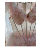 Pretty Ball Gown V Neck Pink Grad Dress Inspo Short Mini Formal 8th Grade Homecoming Dresses High School Hoco Court Dress Graduation Dress Cocktail Birthday Outfits HZ1121
