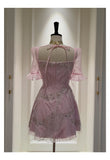 Cute A Line Square Neck Pink Sequin Grad Dress Inspo Short Mini Formal 8th Grade Homecoming Dresses High School Hoco Court Dress Graduation Dress Cocktail Dress 16th Birthday Outfits HZ1121