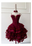 Modest Ball Gown Spaghetti Straps Sleeveless Lace Grad Dress Inspo Short Mini Formal 8th Grade Homecoming Dresses High School Hoco Court Dress Graduation Dress Cocktail Gown Birthday Outfits HZ1121