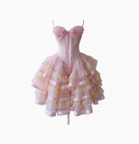 Modest Ball Gown Spaghetti Straps Sleeveless Lace Grad Dress Inspo Short Mini Formal 8th Grade Homecoming Dresses High School Hoco Court Dress Graduation Dress Cocktail Gown Birthday Outfits HZ1121