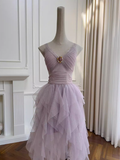 Cute A line Straps Tulle Pink Layers Short Mini Formal 8th Grade Homecoming Dresses Middle School Short Cocktail Dress Hoco Outfits HZ1121