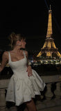 Simple Ball Gown Square Neck White Short Mini Formal 8th Grade Homecoming Dresses Middle School Short Birthday Gowns Graduation Dress Hoco Outfits HZ1121