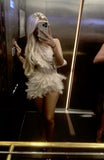 Sexy Sheath One Shoulder Feathers Champagne Sequin Short Mini Formal 8th Grade Homecoming Dresses Middle School Short Birthday Gowns Graduation Dress Hoco Outfits HZ1121