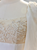 Romantic Wedding Gown Bridal Dress A Line Square Neck Satin Wedding Dress Ivory Wedding Dresses Modest Wedding Gowns HZ1121