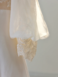 Romantic Wedding Gown Bridal Dress A Line Square Neck Satin Wedding Dress Ivory Wedding Dresses Modest Wedding Gowns HZ1121