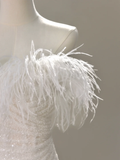 Princess Bridal Dress Mermaid Off The Shoulder White Sequin Feathers Wedding Dress Wedding Dresses Modest Wedding Gowns HZ1121