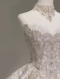 Romantic Wedding Gown Bridal Dress Ball Gown Strapless Wedding Dress White Lace Appliques Wedding Dresses Modest Wedding Gowns HZ1121