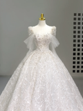 Romantic Wedding Gown Bridal Dress Ball Gown Square Neck Satin Wedding Dress White Wedding Dresses Modest Wedding Gowns HZ1121