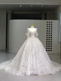 Romantic Wedding Gown Bridal Dress Ball Gown Square Neck Satin Wedding Dress White Wedding Dresses Modest Wedding Gowns HZ1121