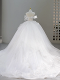 Princess Bridal Dress Ball Gown Off The Shoulder White Tulle Long Wedding Dress Simple Wedding Dresses Modest Wedding Gowns HZ1121