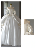 Ethereal Wedding Dress Ball Gown Off The Shoulder Satin White Short Sleeves Long Wedding Dresses Bridal HZ1121