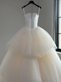 Dreamy Wedding Gown Bridal Dress Ball Gown Strapless Tulle Wedding Dress Long Sleeves Wedding Dresses Modest Wedding Gowns HZ1121