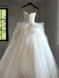 Ethereal Wedding Dress Ball Gown Sweetheart Tulle White Sleeveless Long Simple Wedding Dresses Bridal Gowns HZ1121
