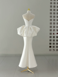 Unique Wedding Dress Mermaid Sweetheart Satin White Sleeveless Long Wedding Dresses Bridal Gowns HZ1121