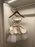 Cute Ball Gown Strapless White Satin Formal 8th Grade Homecoming Dresses Middle School Short Cocktail Gowns Graduation Dress Hoco Outfits HZ1121