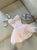 Modest A Line Spaghetti Straps Pink Tulle Formal 8th Grade Homecoming Dresses Middle School Short Birthday Gowns Graduation Dress Hoco Outfits HZ1121