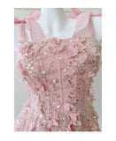 Modest A Line Spaghetti Straps Pink Sequin Formal 8th Grade Homecoming Dresses Middle School Short Birthday Gowns Graduation Dress Hoco Outfits HZ1121