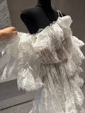 Princess Ball Gown Off The Shoulder White Lace Short Mini Formal 8th Grade Homecoming Dresses Middle School Short Cocktail Dress Hoco Outfits HZ1121