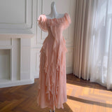Sexy A Line Off The Shoulder Blush Pink Chiffon Long Prom Dresses Party Dress 20th Birthday Outfits Graduation Dresses HZ1121