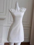 Modest Sheath Spaghetti Straps White Formal 8th Grade Homecoming Dress Middle School Short 18th Birthday Outfits Graduation Dress Hoco Dresses HZ1121