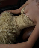 Pretty Sheath Sweetheart Gold Sequin Beads Feathers Short Formal Homecoming Dress Middle School Short 21st Birthday Outfits Graduation Dress Mini Cocktail Dresses HZ1121