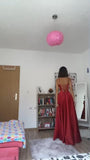 Elegant A Line Spaghetti Straps Burgundy Satin Sleeveless Long Evening Party Gowns Evening Dress Special Formal Dresses Prom Dress HZ1121