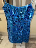 Aesthetic Sheath Spaghetti Straps Royal Blue Sequin Tight Mini Formal Homecoming Dress Short Cocktail Outfits Graduation Dress Hoco Dress HZ1121