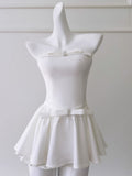 Aesthetic A line Strapless White Formal Tight Homecoming Dress Middle School Short 18th Birthday Outfits Graduation Dress Hoco Dresses HZ1121