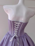 Modest A line Sweetheart Grape Satin Formal Short Homecoming Dress Middle School Short 21st Birthday Outfits Graduation Dress Cocktail Dresses HZ1121