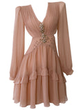 Simple A line V Neck Chiffon Mini Short Formal Cocktail Dress Homecoming Dresses Summer Middle School Hoco Dress Homecoming Outfits Birthday Outfit HZ1121