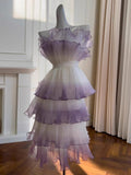 Modest Ball Gown Strapless Ombre Grape Formal Homecoming Dress Middle School Short 21st Birthday Outfits Graduation Dress Cocktail Dresses HZ1121