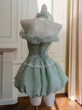 Pretty Ball Gown Strapless Mint Green Satin Formal Homecoming Dress Middle School Short 21st Birthday Outfits Graduation Dress Mini Cocktail Dresses HZ1121