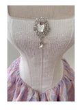 Pretty Ball Gown Square Neck Lilac Floral Printed Pattern Satin Formal Homecoming Dress Middle School Short 21st Birthday Outfits Graduation Dress Mini Cocktail Dresses HZ1121