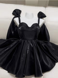 Simple A line Straps Little Black Dress Mini Short Formal Cocktail Dress Homecoming Dresses Summer Middle School Hoco Dress Homecoming Outfits 19th Birthday Outfit HZ1121