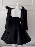 Simple A line Straps Little Black Dress Mini Short Formal Cocktail Dress Homecoming Dresses Summer Middle School Hoco Dress Homecoming Outfits 19th Birthday Outfit HZ1121