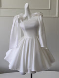 Cute A line Straps White Corset Back Mini Short Formal Cocktail Dress Homecoming Dresses Summer Middle School Hoco Dress Homecoming Outfits 19th Birthday Outfit HZ1121