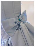 Cute Ball Gown Spaghetti Straps Blue Satin Formal Short Mini Homecoming Dress Middle School 20th Birthday Outfits Graduation Dress Cocktail Dresses HZ1121