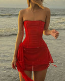 Modest A Line Strapless Red Short Formal Homecoming Dress Middle School Short 18th Birthday Outfits Graduation Dress Cocktail Dresses HZ1121