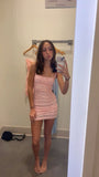 Pretty Sheath Square Neck Pink Sequin Short Formal Homecoming Dresses Middle School Short 21st Birthday Outfits Graduation Dress Mini Cocktail Dresses HZ1121